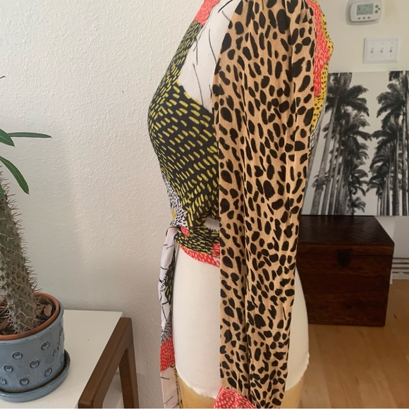 blink London Multicolored long sleeved faux wrap top w wrap tie sash at hem - Picture 14 of 16